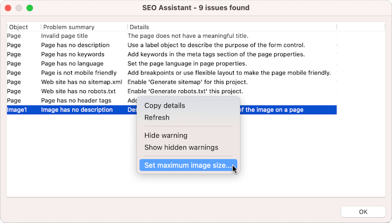 Context menu