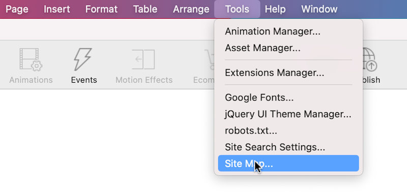 Sitemap button