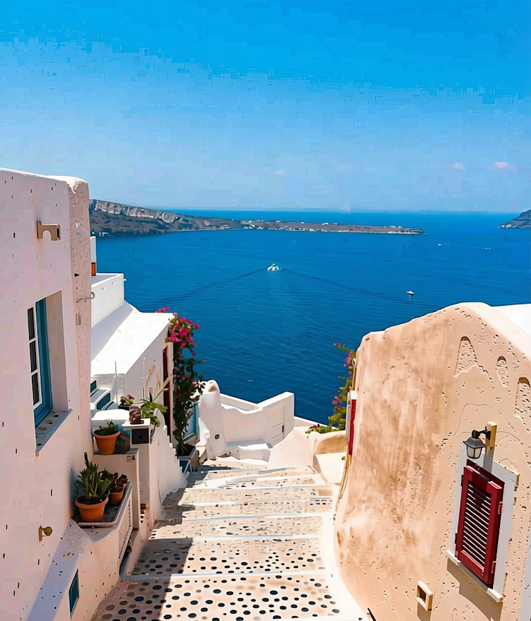 Oia viewpoint scene